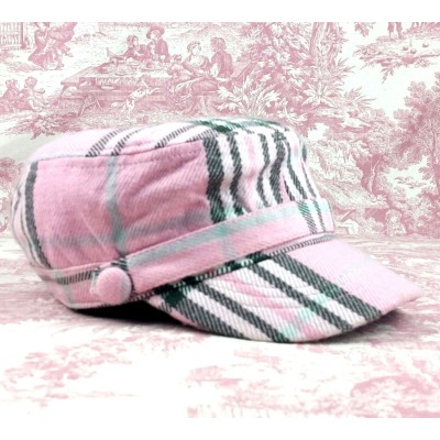 's Visor Cap Pink Black White Plaid Hat One Size Fits Most Elastic Back  eb-27678168